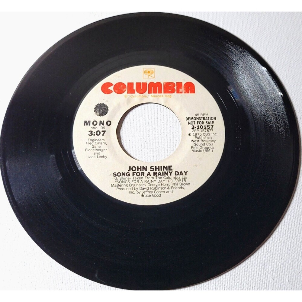 John Shine Promo 45 Song For A Rainy Day / Same on Columbia M- Rock '75